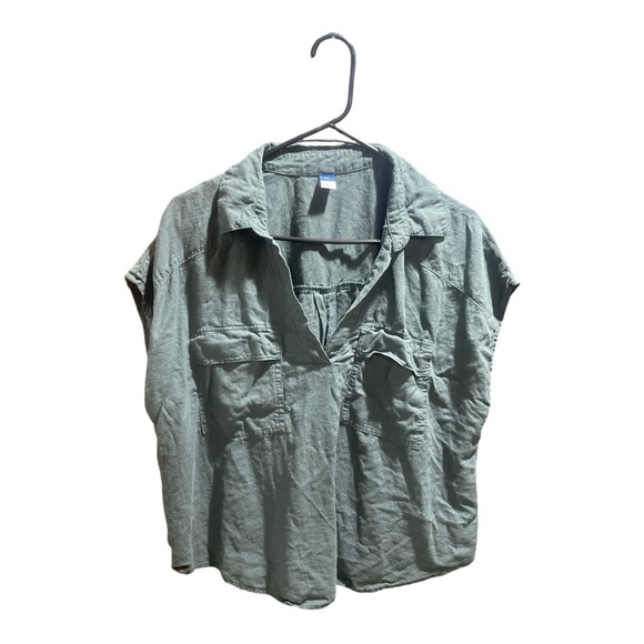Old Navy Olive Button-Down Shirt - Picture 2 of 6